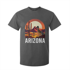 Retro Arizona Roadrunner Desert Sunset Graphic T Shirt For Kid Southwest Saguaro Cactus Wildlife Travel Souvenir
