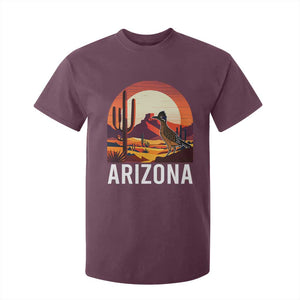 Retro Arizona Roadrunner Desert Sunset Graphic T Shirt For Kid Southwest Saguaro Cactus Wildlife Travel Souvenir