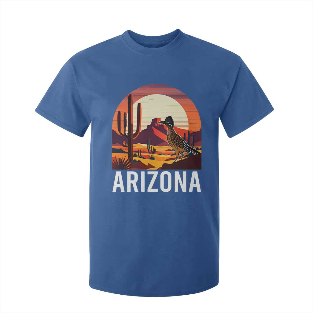 Retro Arizona Roadrunner Desert Sunset Graphic T Shirt For Kid Southwest Saguaro Cactus Wildlife Travel Souvenir