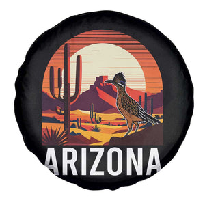 Retro Arizona Roadrunner Desert Sunset Graphic Spare Tire Cover Southwest Saguaro Cactus Wildlife Travel Souvenir