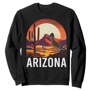 Retro Arizona Roadrunner Desert Sunset Graphic Sweatshirt Southwest Saguaro Cactus Wildlife Travel Souvenir