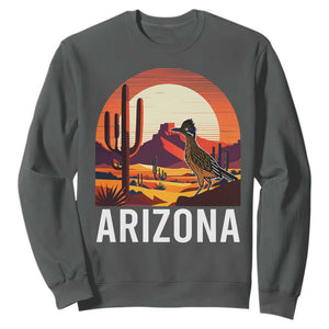Retro Arizona Roadrunner Desert Sunset Graphic Sweatshirt Southwest Saguaro Cactus Wildlife Travel Souvenir