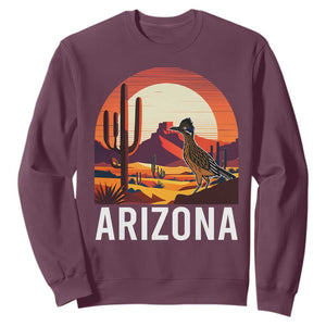Retro Arizona Roadrunner Desert Sunset Graphic Sweatshirt Southwest Saguaro Cactus Wildlife Travel Souvenir