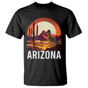 Retro Arizona Roadrunner Desert Sunset Graphic T Shirt Southwest Saguaro Cactus Wildlife Travel Souvenir