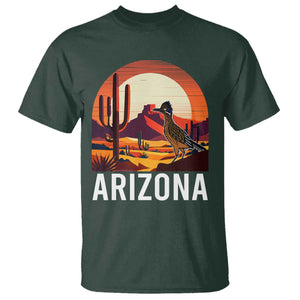 Retro Arizona Roadrunner Desert Sunset Graphic T Shirt Southwest Saguaro Cactus Wildlife Travel Souvenir