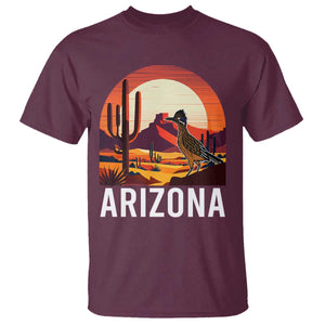 Retro Arizona Roadrunner Desert Sunset Graphic T Shirt Southwest Saguaro Cactus Wildlife Travel Souvenir