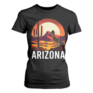 Retro Arizona Roadrunner Desert Sunset Graphic T Shirt For Women Southwest Saguaro Cactus Wildlife Travel Souvenir