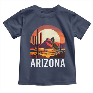 Retro Arizona Roadrunner Desert Sunset Graphic Toddler T Shirt Southwest Saguaro Cactus Wildlife Travel Souvenir