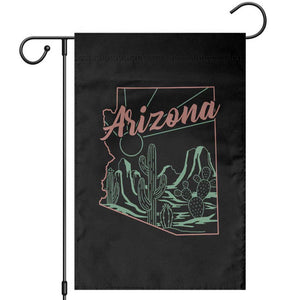 Vintage Arizona State Outline Desert Sunset Graphic Garden Flag Retro Southwest Saguaro Cactus Travel Souvenir