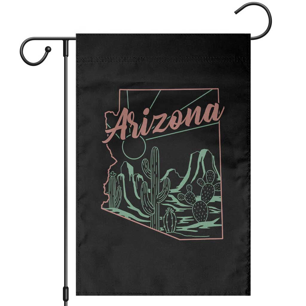Vintage Arizona State Outline Desert Sunset Graphic Garden Flag Retro Southwest Saguaro Cactus Travel Souvenir TS02 Black Print Your Wear