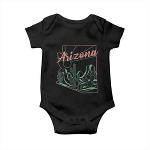 Vintage Arizona State Outline Desert Sunset Graphic Baby Onesie Retro Southwest Saguaro Cactus Travel Souvenir