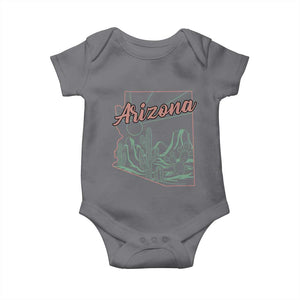 Vintage Arizona State Outline Desert Sunset Graphic Baby Onesie Retro Southwest Saguaro Cactus Travel Souvenir