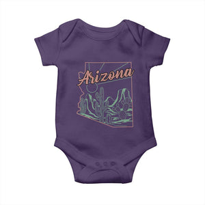 Vintage Arizona State Outline Desert Sunset Graphic Baby Onesie Retro Southwest Saguaro Cactus Travel Souvenir