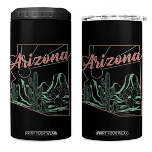 Vintage Arizona State Outline Desert Sunset Graphic 4 in 1 Can Cooler Tumbler Retro Southwest Saguaro Cactus Travel Souvenir