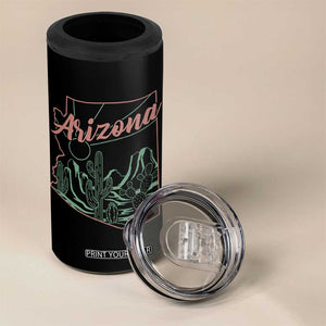 Vintage Arizona State Outline Desert Sunset Graphic 4 in 1 Can Cooler Tumbler Retro Southwest Saguaro Cactus Travel Souvenir