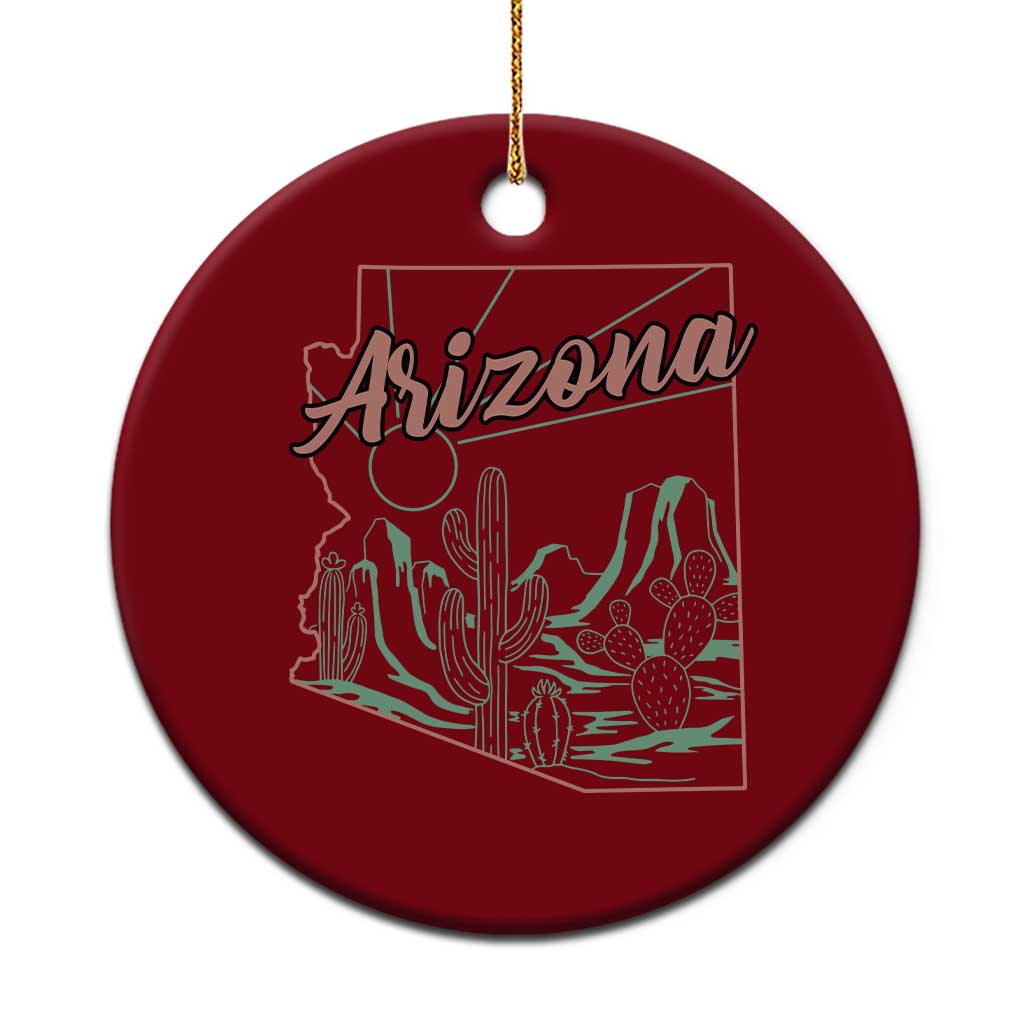 Vintage Arizona State Outline Desert Sunset Graphic Ceramic Ornament Retro Southwest Saguaro Cactus Travel Souvenir TS02 1pc Red Print Your Wear