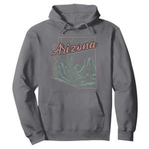 Vintage Arizona State Outline Desert Sunset Graphic Hoodie Retro Southwest Saguaro Cactus Travel Souvenir