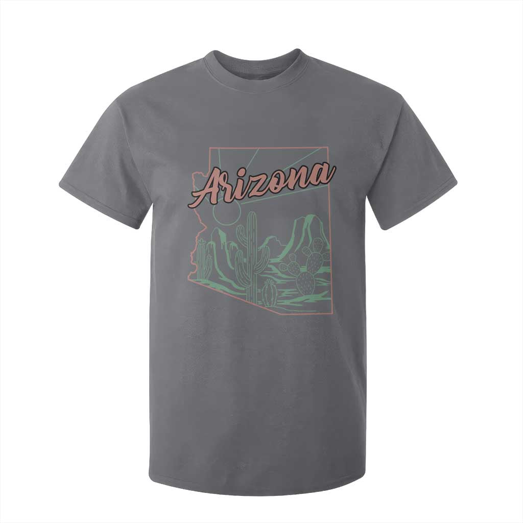 Vintage Arizona State Outline Desert Sunset Graphic T Shirt For Kid Retro Southwest Saguaro Cactus Travel Souvenir
