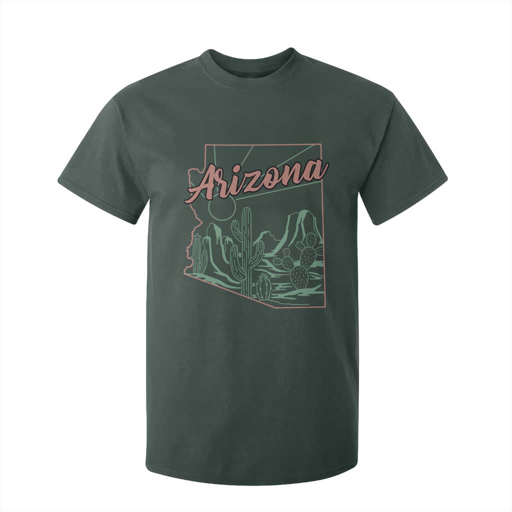 Vintage Arizona State Outline Desert Sunset Graphic T Shirt For Kid Retro Southwest Saguaro Cactus Travel Souvenir