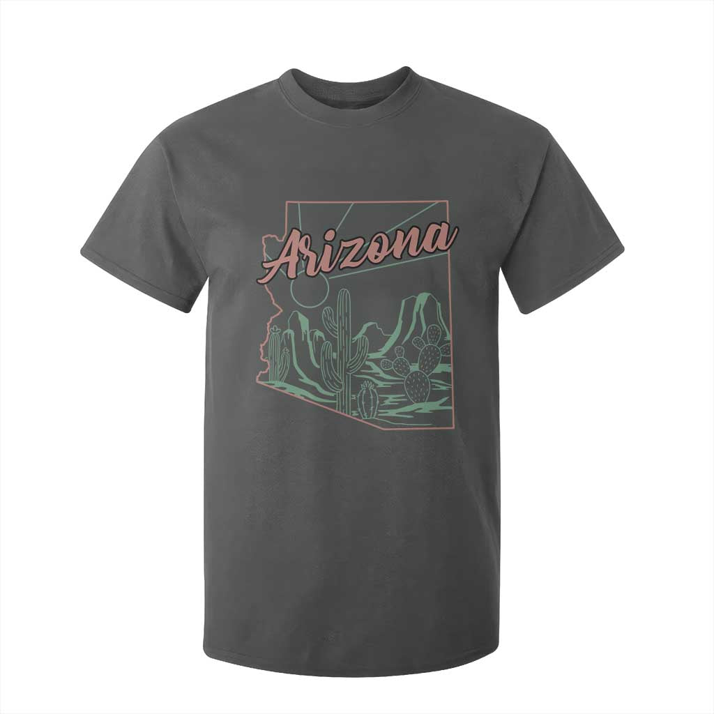 Vintage Arizona State Outline Desert Sunset Graphic T Shirt For Kid Retro Southwest Saguaro Cactus Travel Souvenir