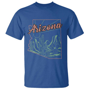 Vintage Arizona State Outline Desert Sunset Graphic T Shirt Retro Southwest Saguaro Cactus Travel Souvenir