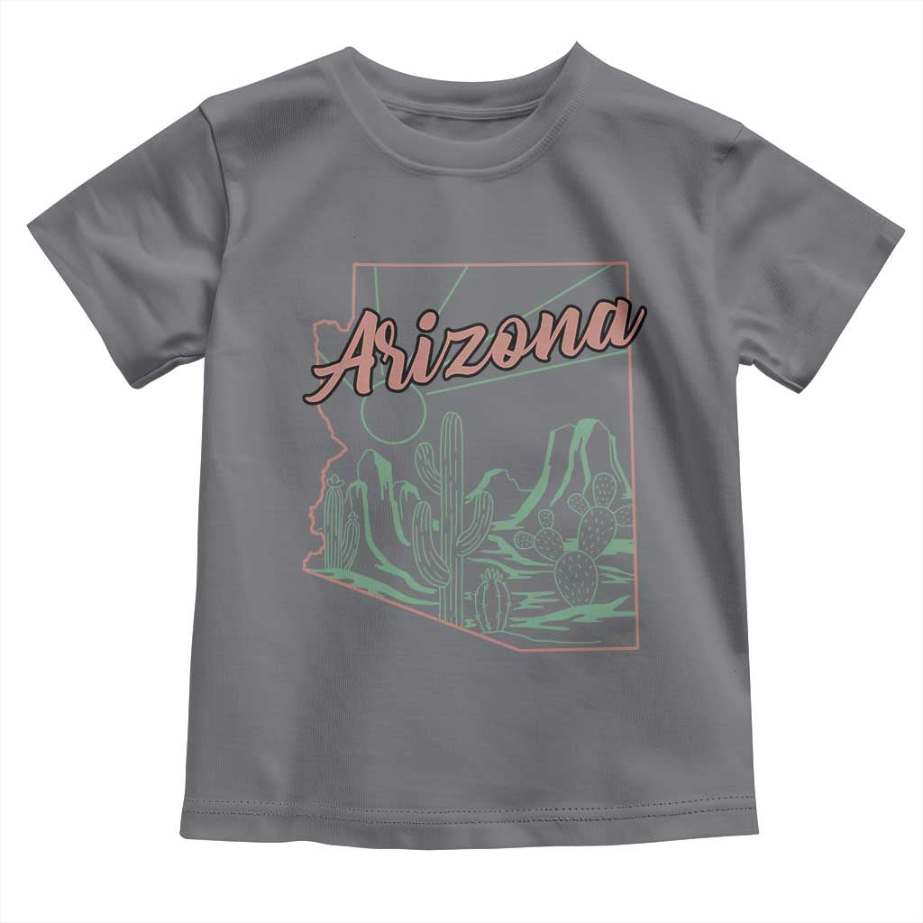 Vintage Arizona State Outline Desert Sunset Graphic Toddler T Shirt Retro Southwest Saguaro Cactus Travel Souvenir