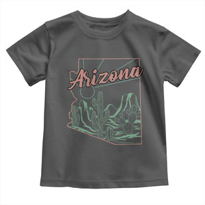 Vintage Arizona State Outline Desert Sunset Graphic Toddler T Shirt Retro Southwest Saguaro Cactus Travel Souvenir