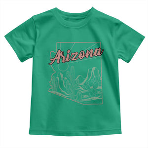 Vintage Arizona State Outline Desert Sunset Graphic Toddler T Shirt Retro Southwest Saguaro Cactus Travel Souvenir