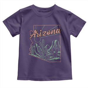 Vintage Arizona State Outline Desert Sunset Graphic Toddler T Shirt Retro Southwest Saguaro Cactus Travel Souvenir