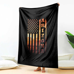 Patriotic Arizona Flag Sunset Graphic Throw Blanket American Flag Southwest Desert Saguaro Cactus State Pride Souvenir