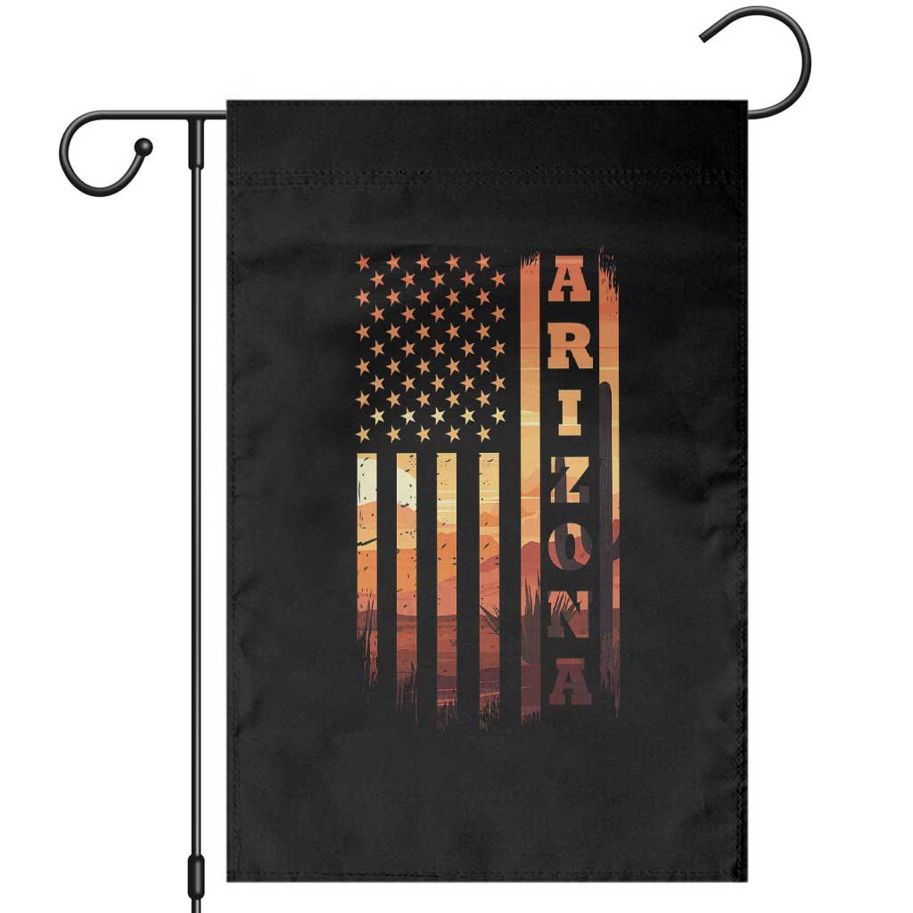 Patriotic Arizona Flag Sunset Graphic Garden Flag American Flag Southwest Desert Saguaro Cactus State Pride Souvenir TS02 Black Print Your Wear