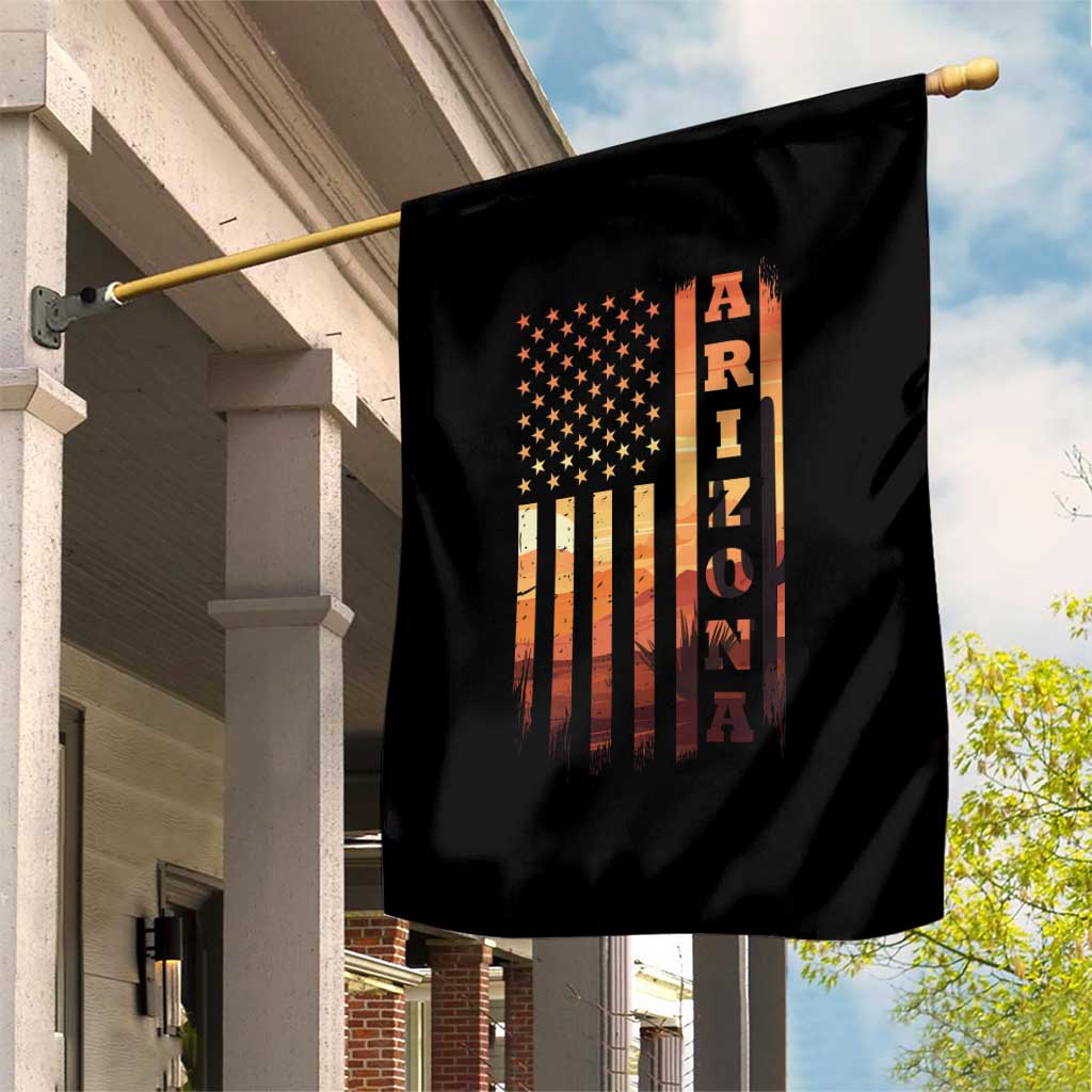 Patriotic Arizona Flag Sunset Graphic Garden Flag American Flag Southwest Desert Saguaro Cactus State Pride Souvenir
