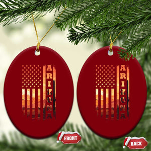 Patriotic Arizona Flag Sunset Graphic Ceramic Ornament American Flag Southwest Desert Saguaro Cactus State Pride Souvenir