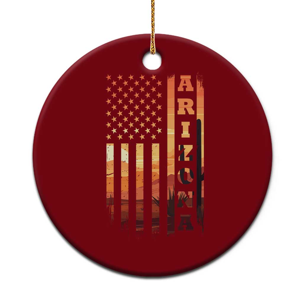 Patriotic Arizona Flag Sunset Graphic Ceramic Ornament American Flag Southwest Desert Saguaro Cactus State Pride Souvenir TS02 1pc Red Print Your Wear
