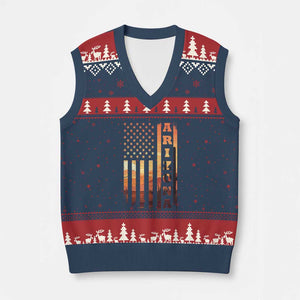 Patriotic Arizona Flag Sunset Graphic V-Neck Knit Sweater Vest American Flag Southwest Desert Saguaro Cactus State Pride Souvenir