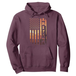 Patriotic Arizona Flag Sunset Graphic Hoodie American Flag Southwest Desert Saguaro Cactus State Pride Souvenir