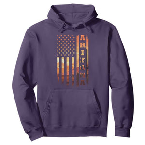 Patriotic Arizona Flag Sunset Graphic Hoodie American Flag Southwest Desert Saguaro Cactus State Pride Souvenir