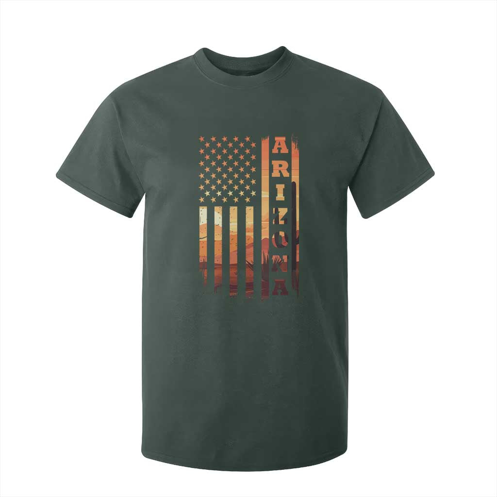 Patriotic Arizona Flag Sunset Graphic T Shirt For Kid American Flag Southwest Desert Saguaro Cactus State Pride Souvenir