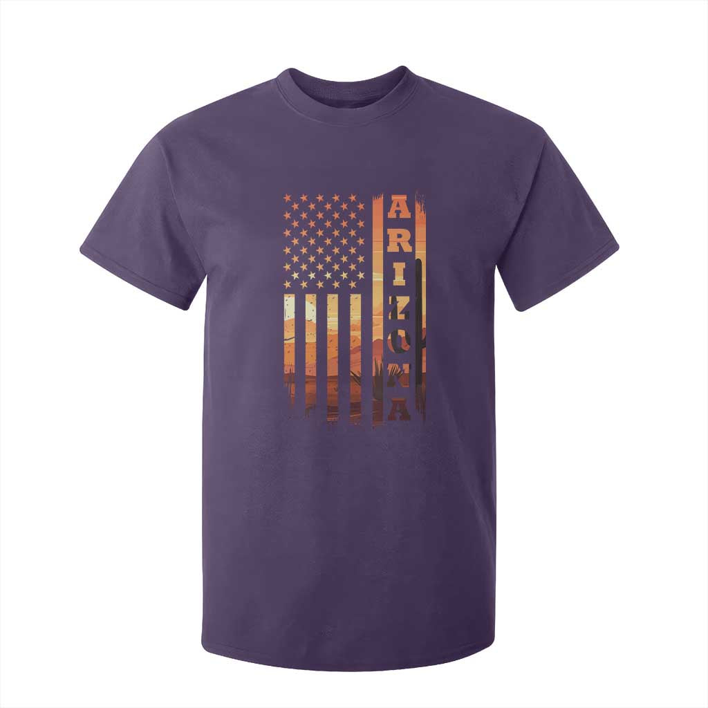 Patriotic Arizona Flag Sunset Graphic T Shirt For Kid American Flag Southwest Desert Saguaro Cactus State Pride Souvenir