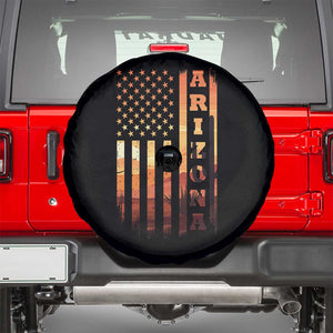 Patriotic Arizona Flag Sunset Graphic Spare Tire Cover American Flag Southwest Desert Saguaro Cactus State Pride Souvenir