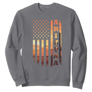 Patriotic Arizona Flag Sunset Graphic Sweatshirt American Flag Southwest Desert Saguaro Cactus State Pride Souvenir