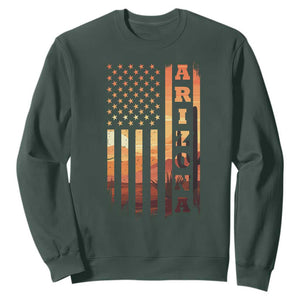Patriotic Arizona Flag Sunset Graphic Sweatshirt American Flag Southwest Desert Saguaro Cactus State Pride Souvenir