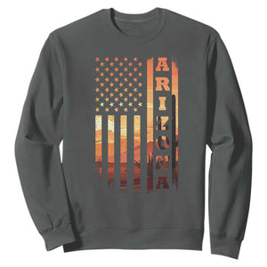 Patriotic Arizona Flag Sunset Graphic Sweatshirt American Flag Southwest Desert Saguaro Cactus State Pride Souvenir