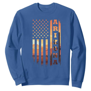 Patriotic Arizona Flag Sunset Graphic Sweatshirt American Flag Southwest Desert Saguaro Cactus State Pride Souvenir