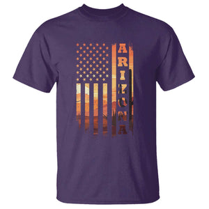 Patriotic Arizona Flag Sunset Graphic T Shirt American Flag Southwest Desert Saguaro Cactus State Pride Souvenir
