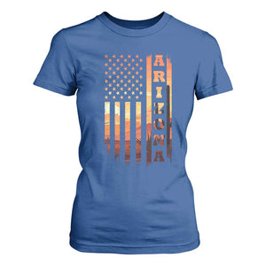 Patriotic Arizona Flag Sunset Graphic T Shirt For Women American Flag Southwest Desert Saguaro Cactus State Pride Souvenir