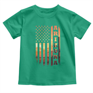 Patriotic Arizona Flag Sunset Graphic Toddler T Shirt American Flag Southwest Desert Saguaro Cactus State Pride Souvenir