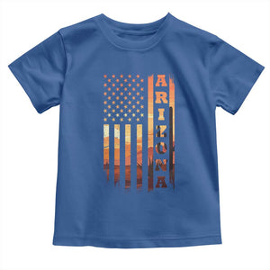 Patriotic Arizona Flag Sunset Graphic Toddler T Shirt American Flag Southwest Desert Saguaro Cactus State Pride Souvenir
