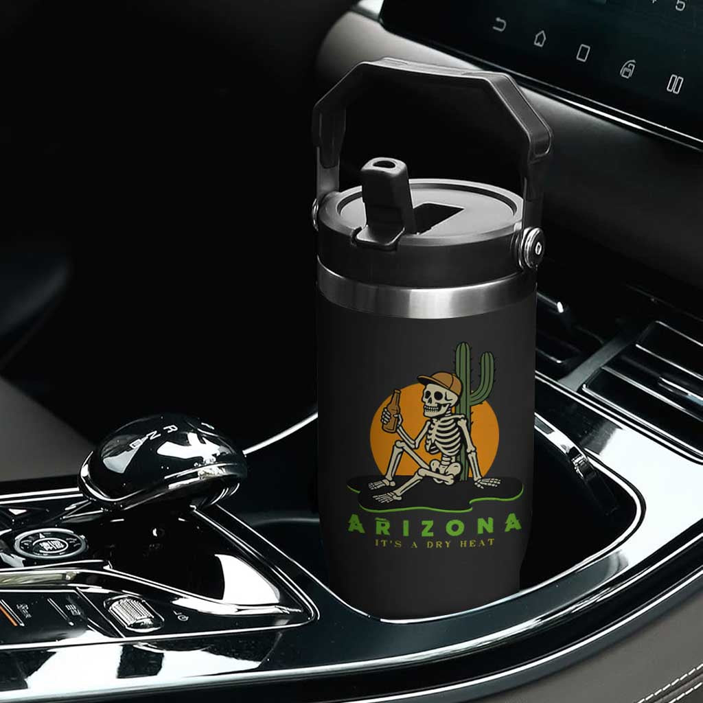Funny Arizona Its A Dry Heat Skeleton Graphic Flip Straw Tumbler Vintage Desert Drinking Beer Saguaro Cactus Souvenir
