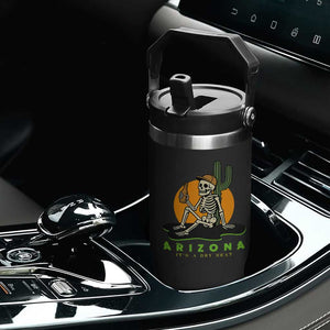 Funny Arizona Its A Dry Heat Skeleton Graphic Flip Straw Tumbler Vintage Desert Drinking Beer Saguaro Cactus Souvenir